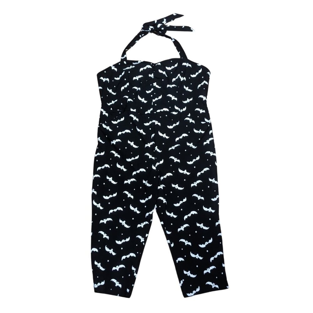 Unique Vintage Jumpsuit Marcel in Black Bat Print NWT - size 4X